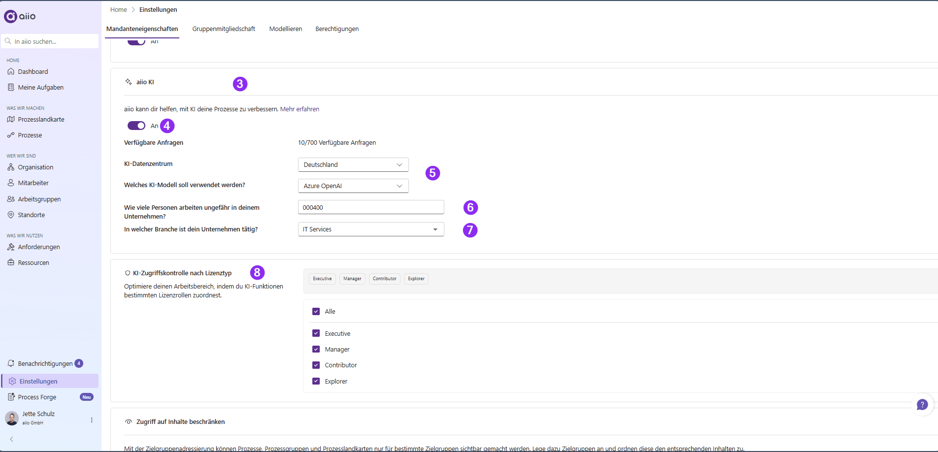 Mandanteneigenschaften | aiio Documentation