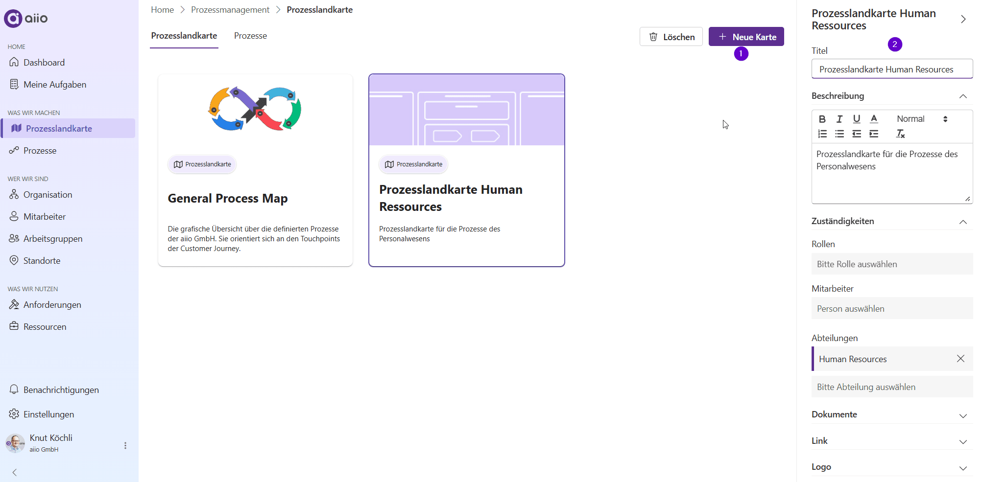 Create and edit process maps | aiio Documentation